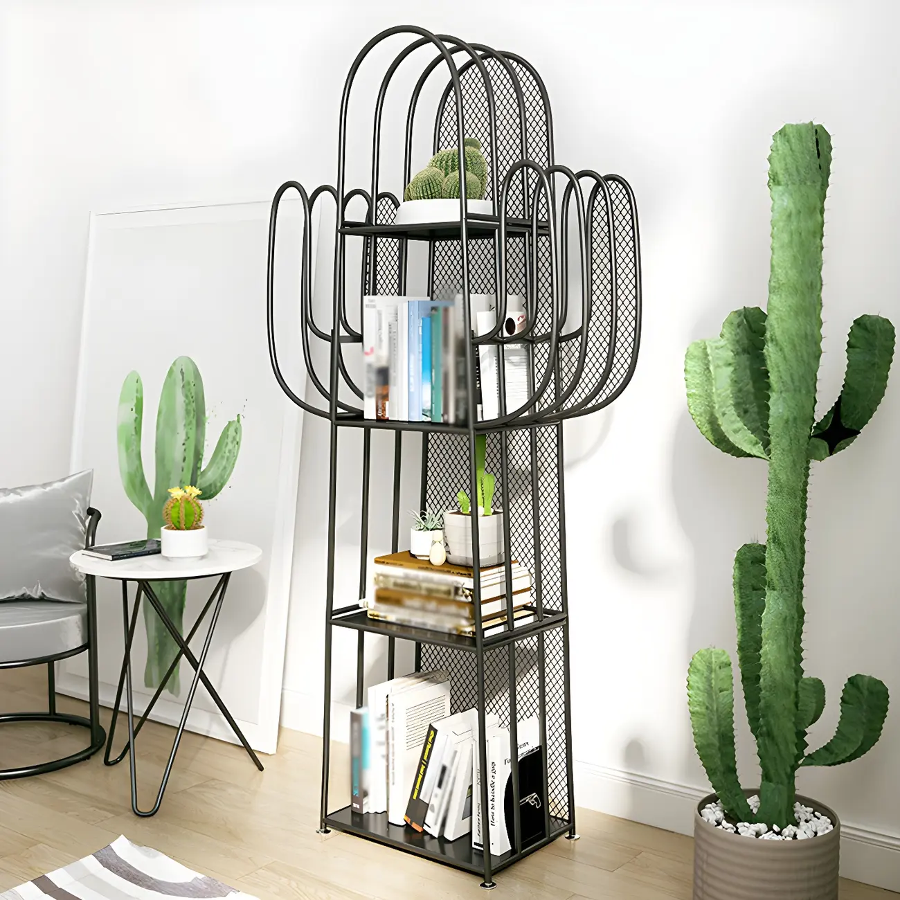 59 Modern Metal Cactus Shape Bookcase for Home Decor