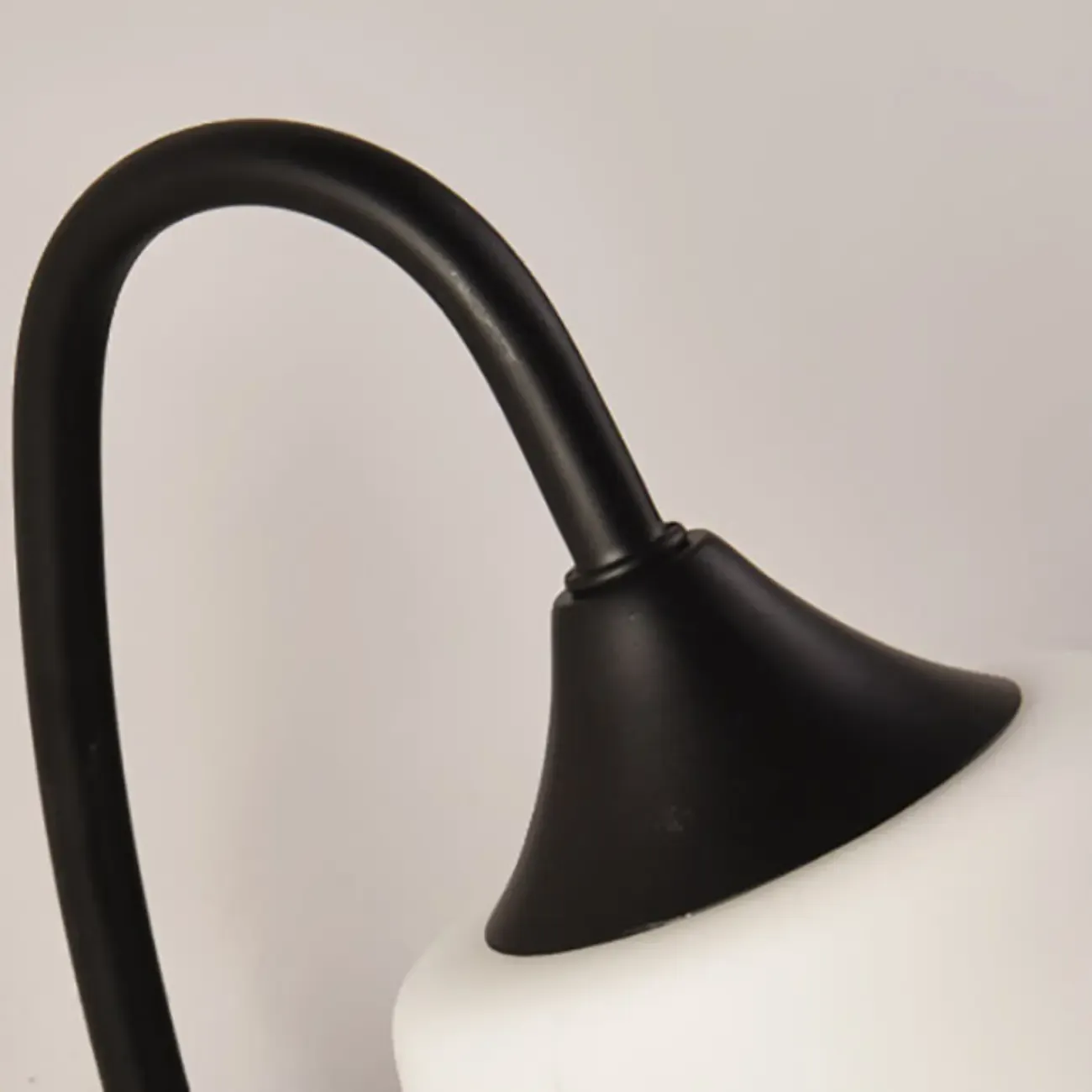 Simple Curved Black Metal Vanity Light with Glass Shade