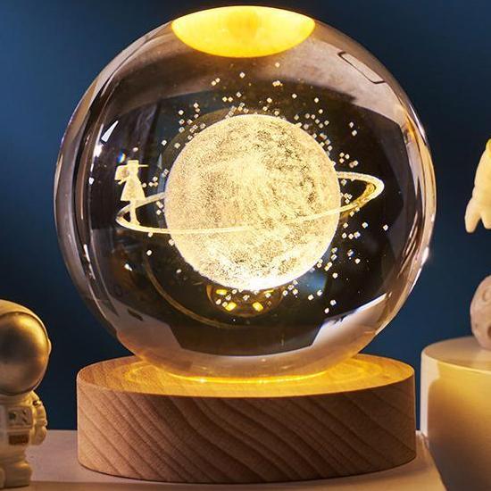 HULIANFU New 80mm K9 Crystal Solar System Planet Globe 3D Laser Engraved Sun System Ball with Touch Switch LED Light Base Astronomy Gifts - Deanwangkt