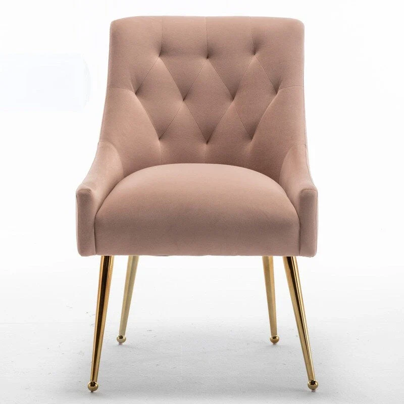 Modern Dining Chairs Set of 2, Upholstered Accent Chair Tufted Back Armless Chair with Back Pull