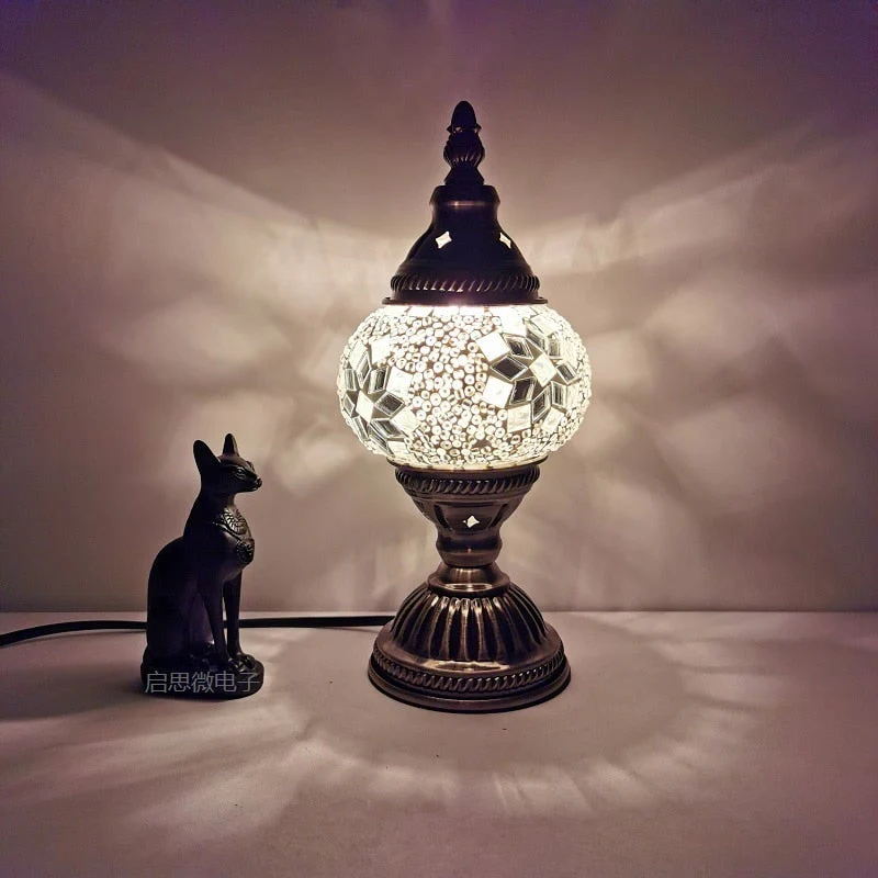 HULIANFU Turkish mosaic table Lamp vintage art deco Handcrafted lamparas de mesa mosaic Glass romantic bed light lamparas con mosaicos - Deanwangkt