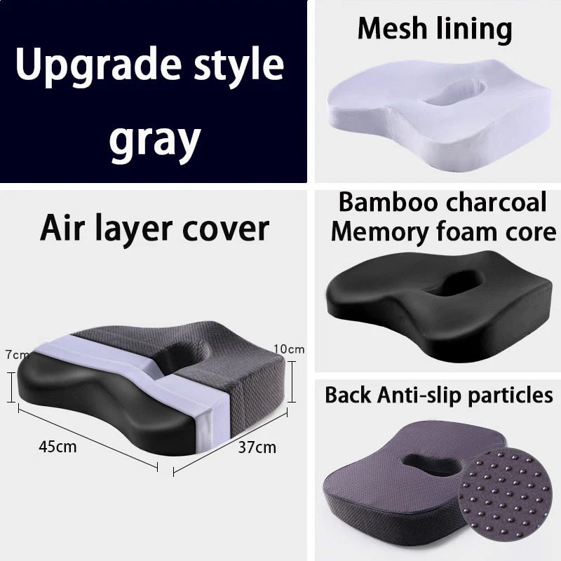 HULIANFU Memory Foam Seat Cushion Orthopedic Pillow Office Chair Cushion Lumbar Cushions Car Seat Butt Hemorrhoid Coccyx Vertebra Sets - Deanwangkt