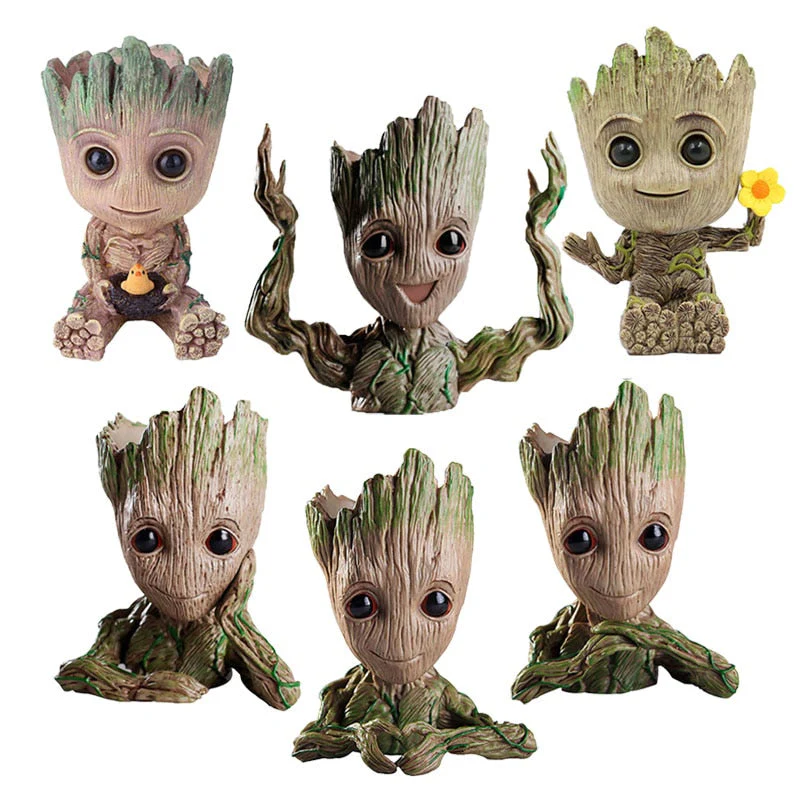 HULIANFU Strongwell Home Decoration Flower Vase Miniature Model Succulent Flower Pots Desktop Display Figurines Baby Groot Artware Gifts - Deanwangkt