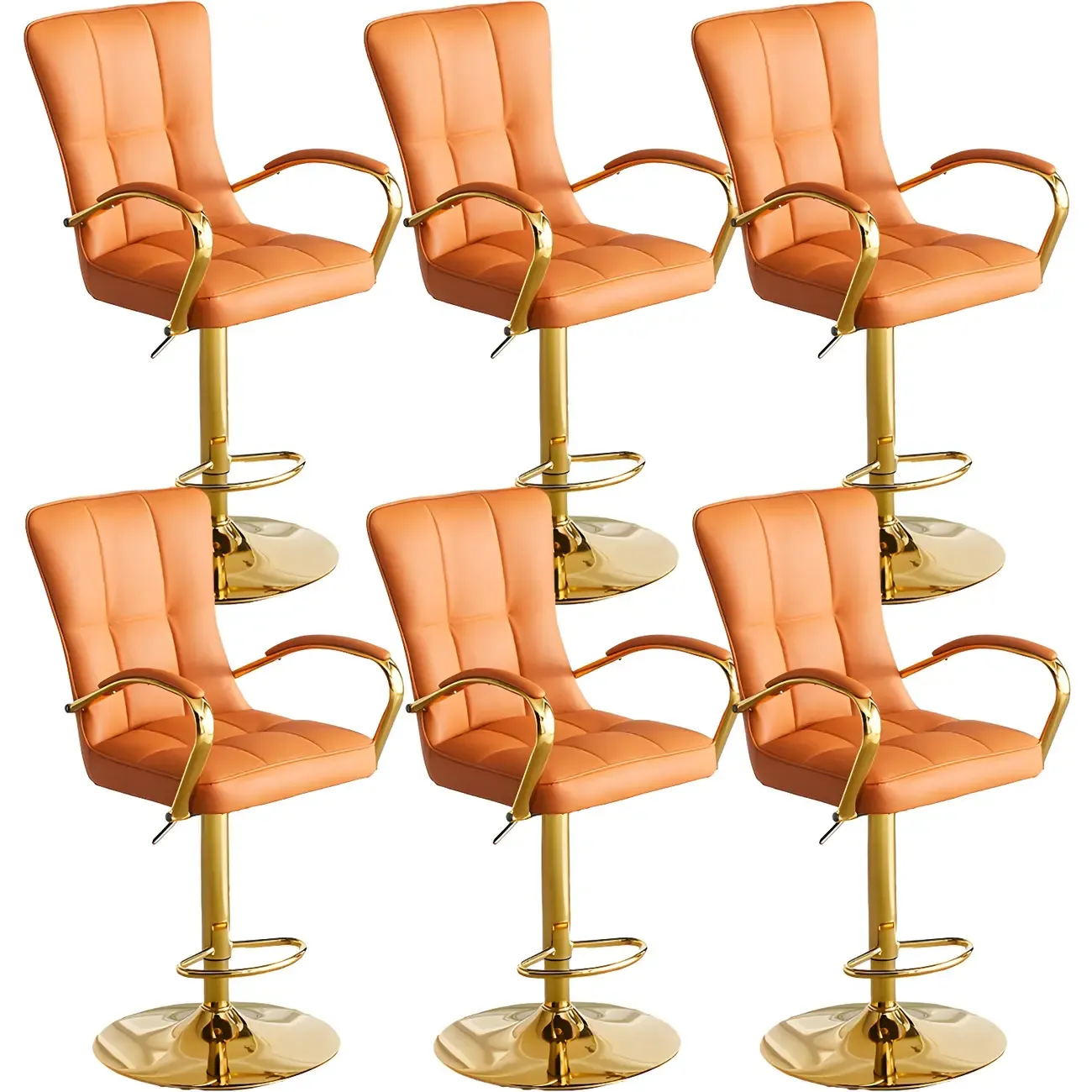 Glam Leather Adjustable Bar Stools with High Back