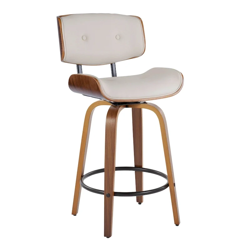 Leksand 26 Fixed-Height Counter Stool with Bent Wood Legs (Set of 2)
