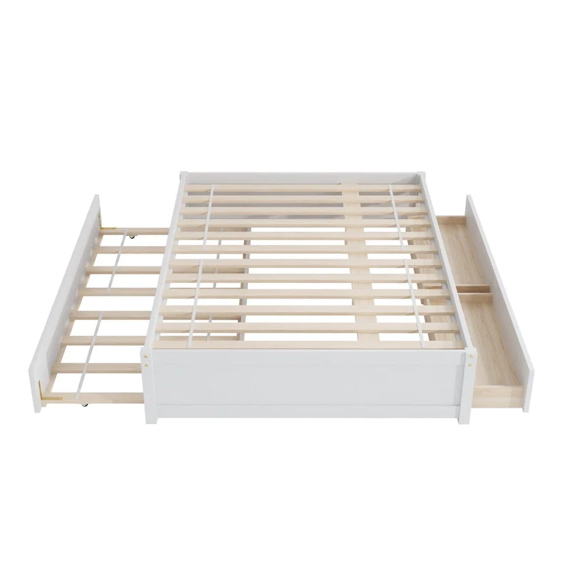 Full Bed Frame With Twin Trundle and 2 Drawers