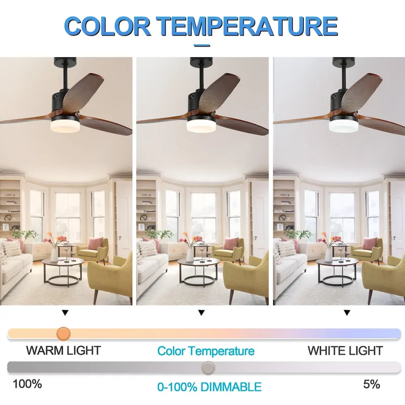 Bella Depot 52  Wood Reversible LED Ceiling Fan with Dimmable Light and Remote Control - 52 inches