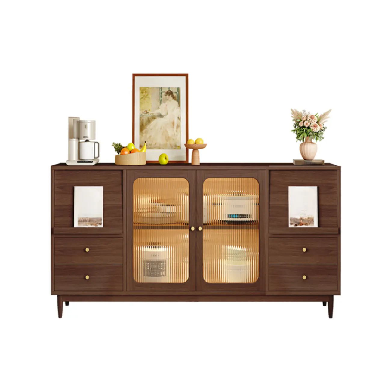 Natural Finish Rubberwood Sideboard with Drawers