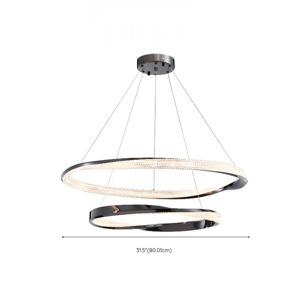 Modern LED Stylish Metal Black Circle Ring Chandelier