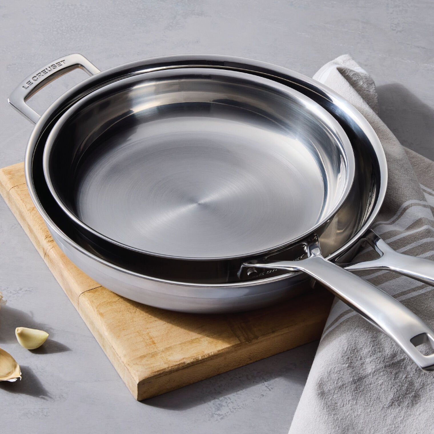 Classic Stainless Steel 2-Piece Frying Pan Set