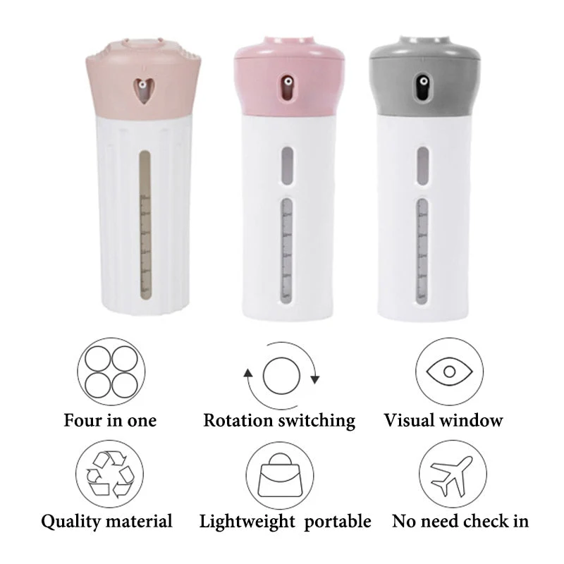 HULIANFU Travel Dispenser 4-In-1 Travel Bottles Leak Proof Toiletries Sub-bottle Refillable Shower Gel Soap Empty Container Kit - Deanwangkt