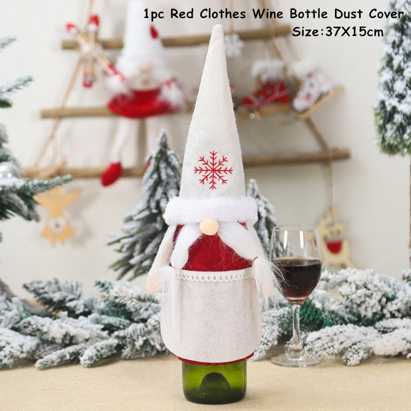 HULIANFU   Xmas Wine Bottle Dust Cover Noel Navidad Christmas Decoration for Home Dinner Decor Christmas Gift Tree Ornament New Year 2026 - Deanwangkt