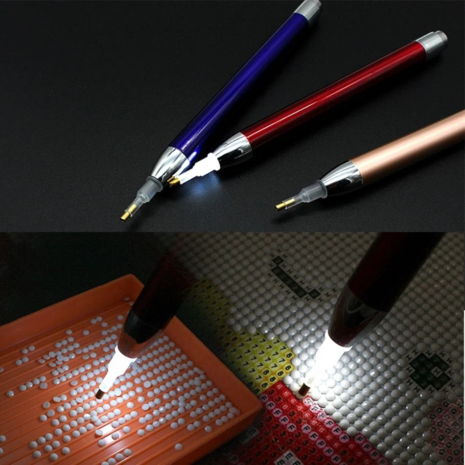 HULIANFU Point Drill Pen Square Round Diamond Painting Tool Lighting Diamond Pens 5D Painting with Diamonds Accessories Christmas Gift - Deanwangkt