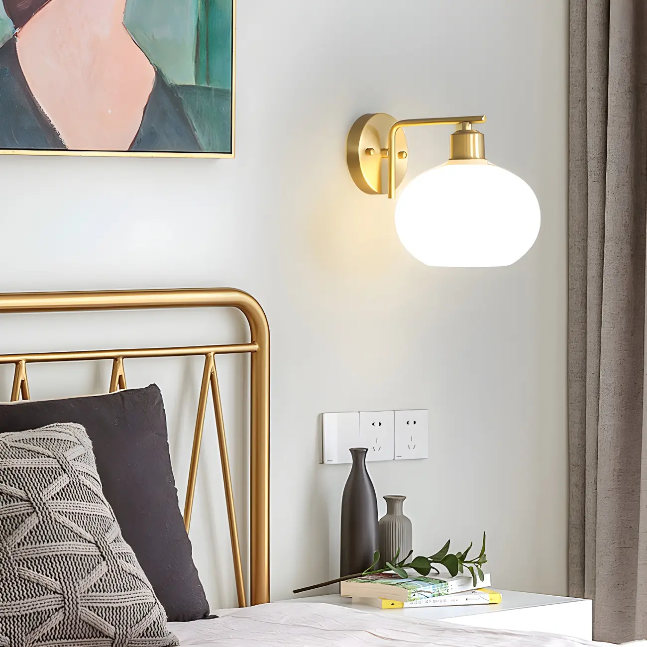 Glam Brass Globe Vanity Light with LED for Bedroom