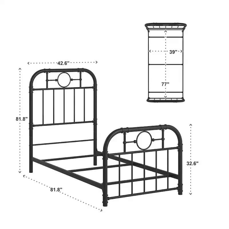 Kendal Black Metal Bed by iNSPIRE Q Classic
