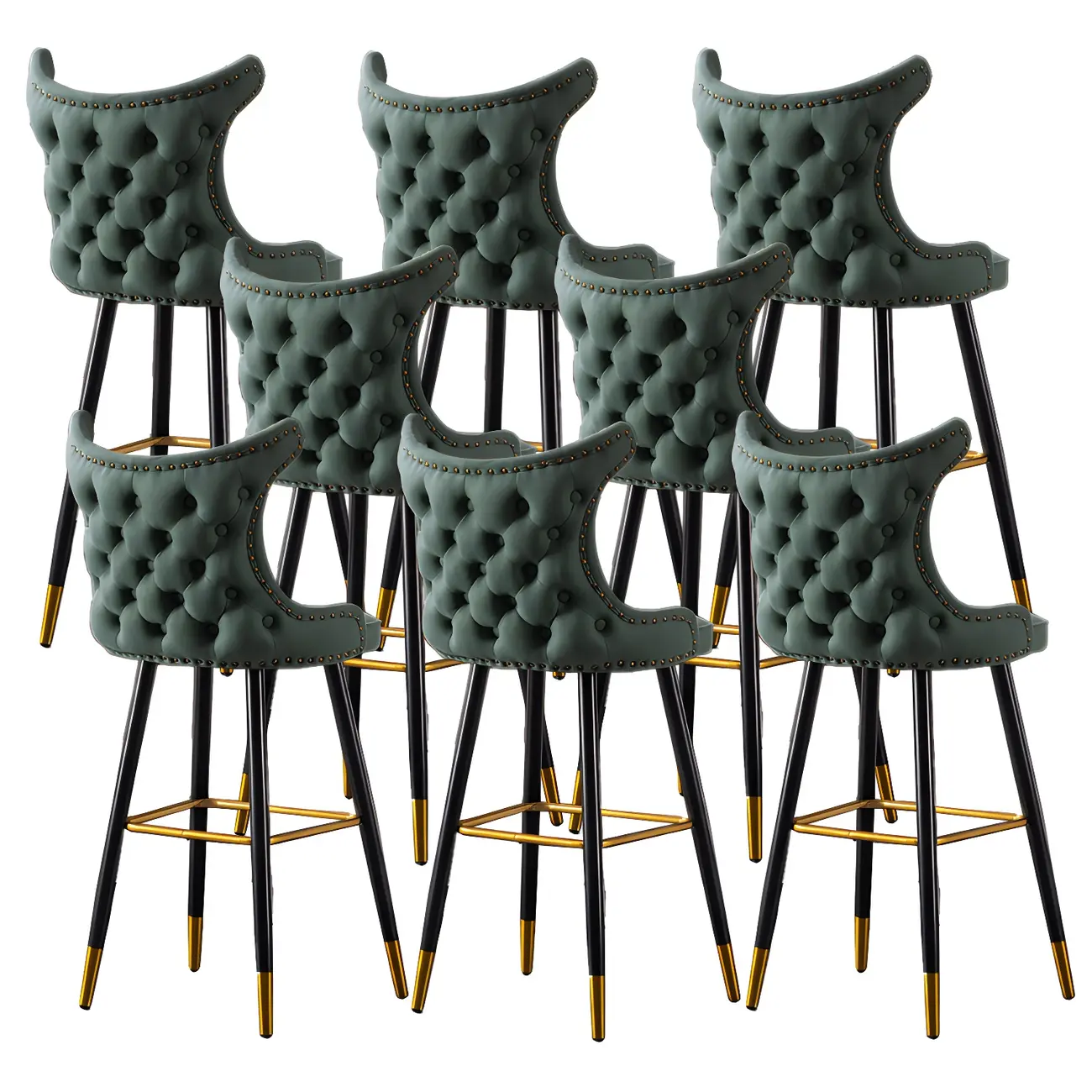 Velvet Upholstered Wingback Counter Height Bar Stools