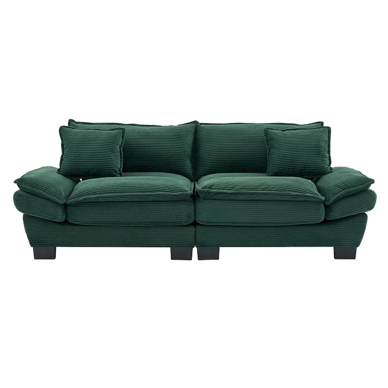 65.5 Upholstered 3-Seater Sofa Couch with Two Pillows and Sturdy Construction