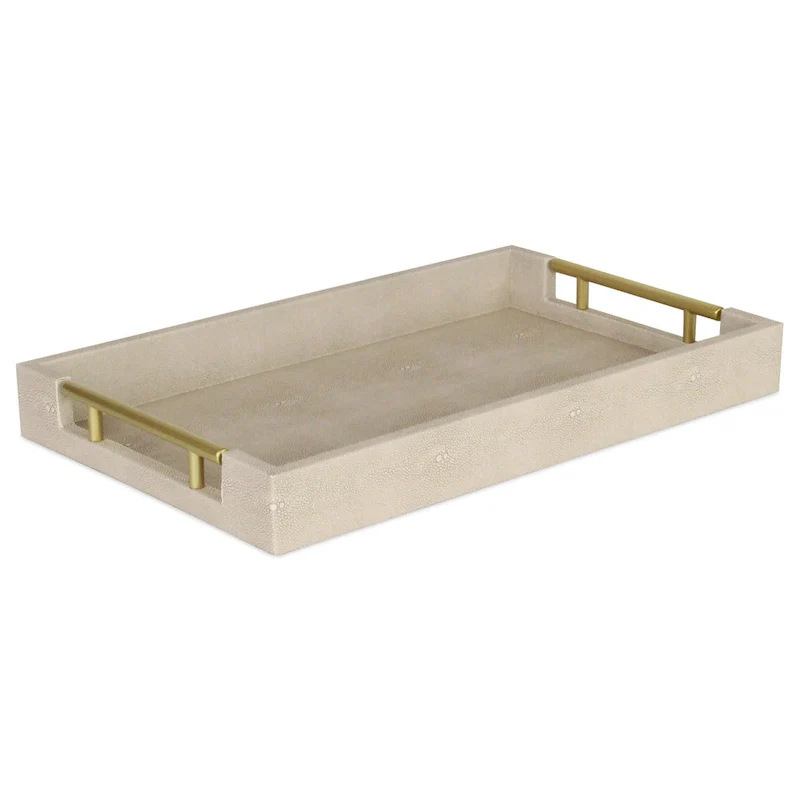 Lusan Faux Shagreen Tray with Handles
