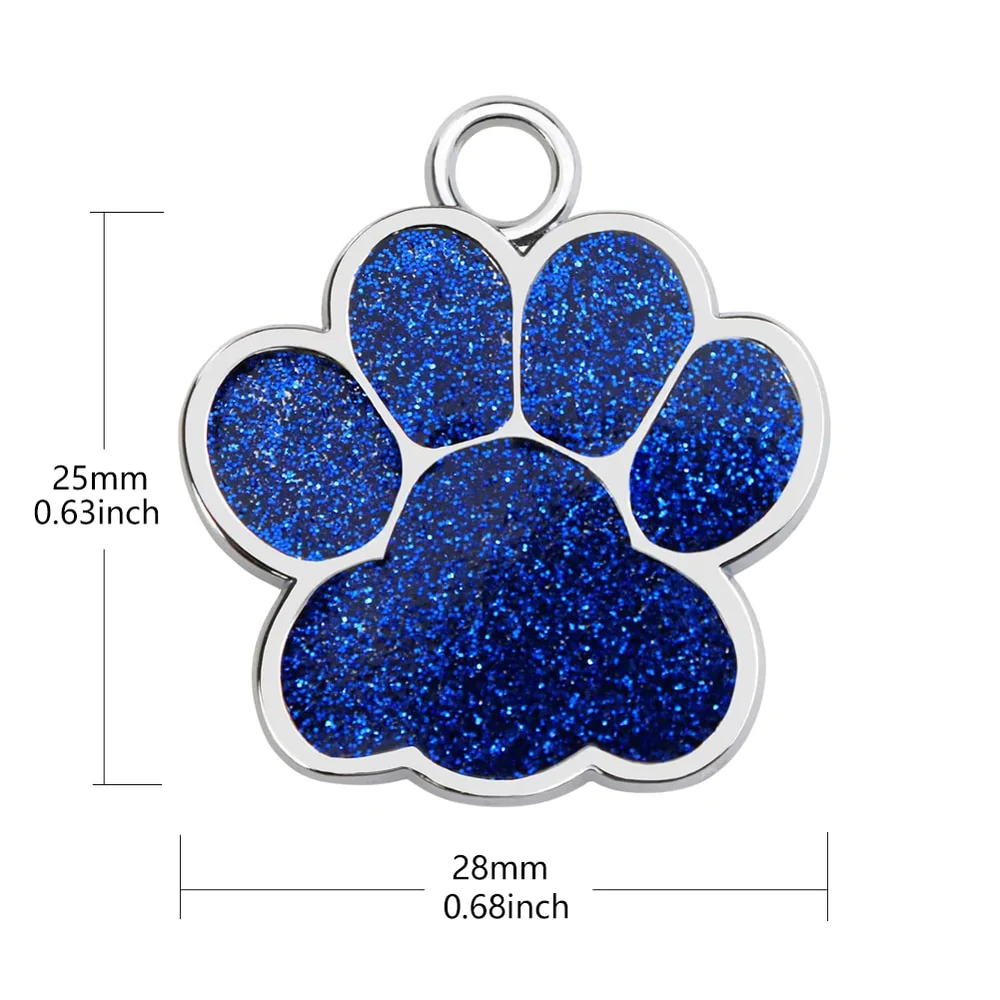 HULIANFU Personalized Dog Cat Tags Engraved Cat Dog Puppy Pet ID Name Collar Tag Pendant Pet Accessories Paw Glitter Pendant - Deanwangkt
