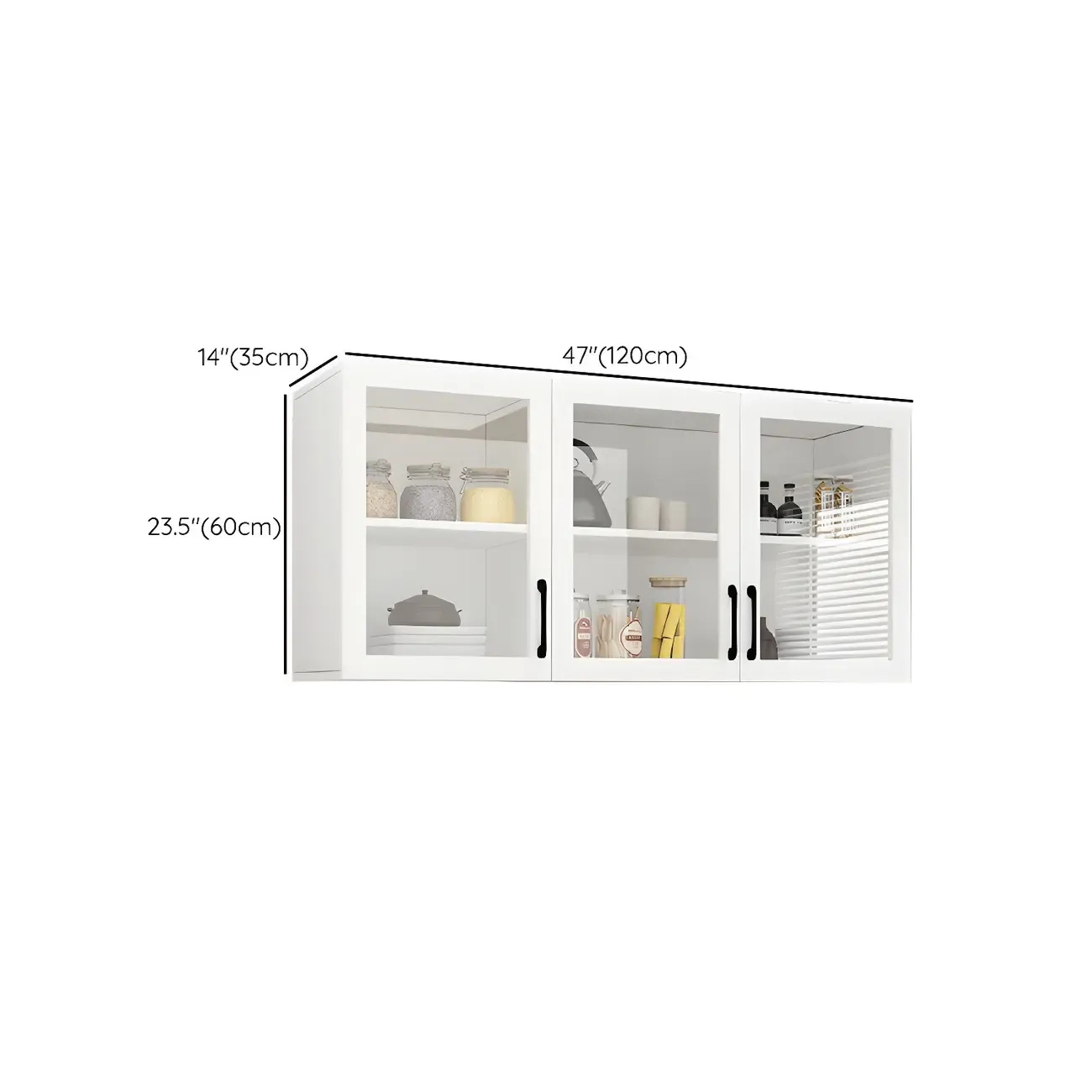 White Rectangular Wall-Mounted Wood China Cabinet
