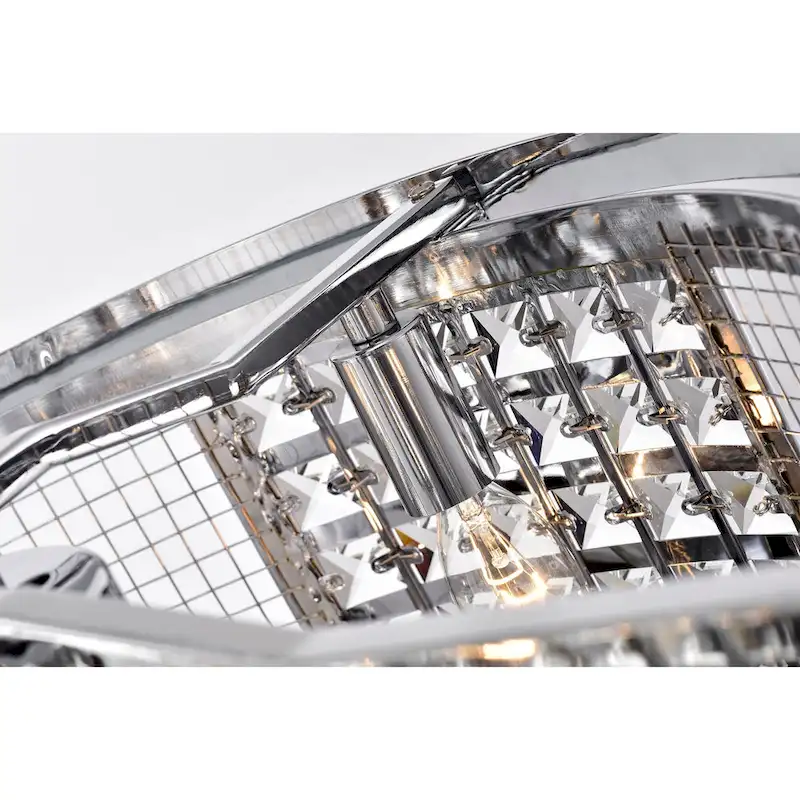 Kellan Chrome Ceiling Fan19-Inch 4-Light Geometric Metal & Crystal Drum Shade (Includes Remote)