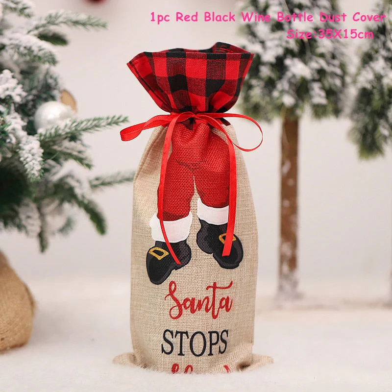 HULIANFU   Xmas Wine Bottle Dust Cover Noel Navidad Christmas Decoration for Home Dinner Decor Christmas Gift Tree Ornament New Year 2026 - Deanwangkt