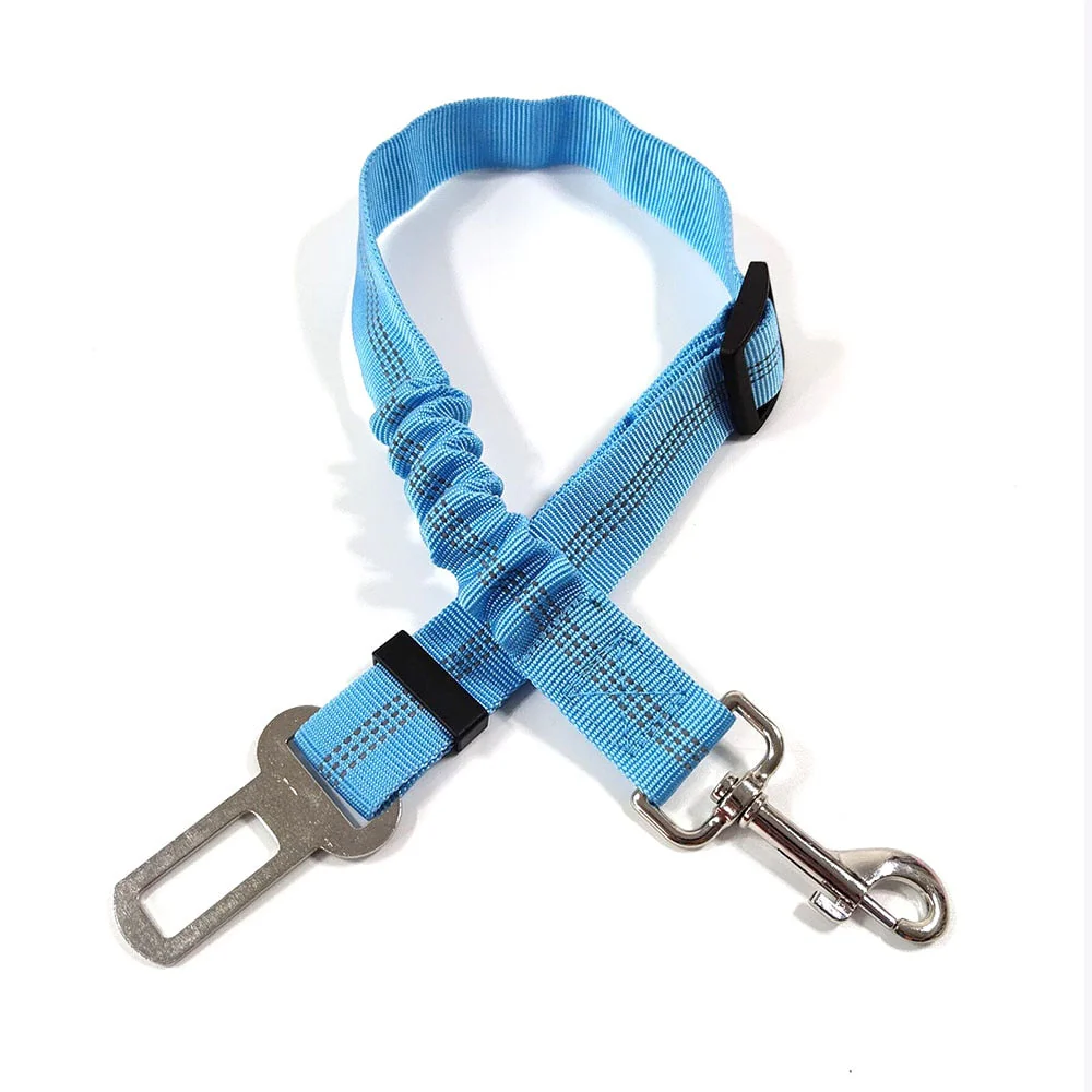 HULIANFU Pet Supplies Car Seat Belt Dog Seat Belt Dog Leash Vehicle Belt Adjustable Cushioning Elastic Reflective Safety Rope for Dog Cat - Deanwangkt