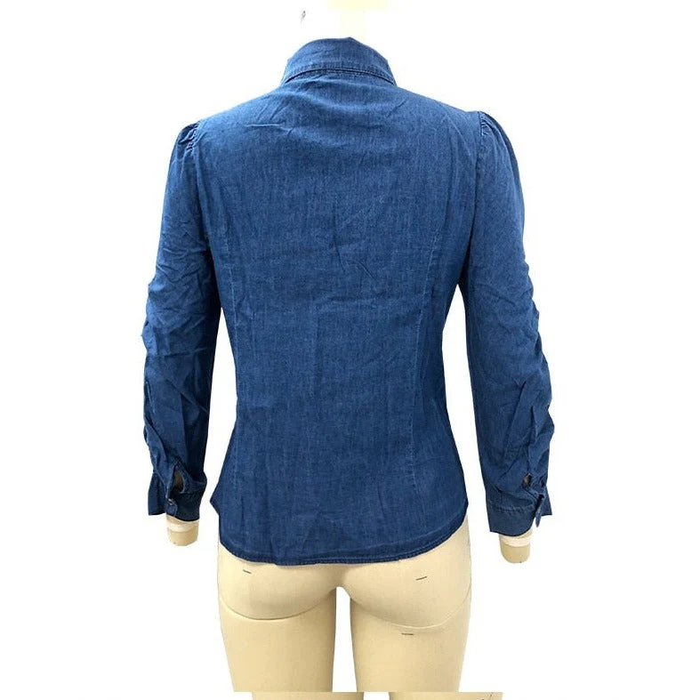Denim Shirts For Women Long Sleeve Tops Blouses Women Clothes Autumn And Winter Denim Shirt Lady New Top Slim Sexy Denim Shirt - Deanwangkt