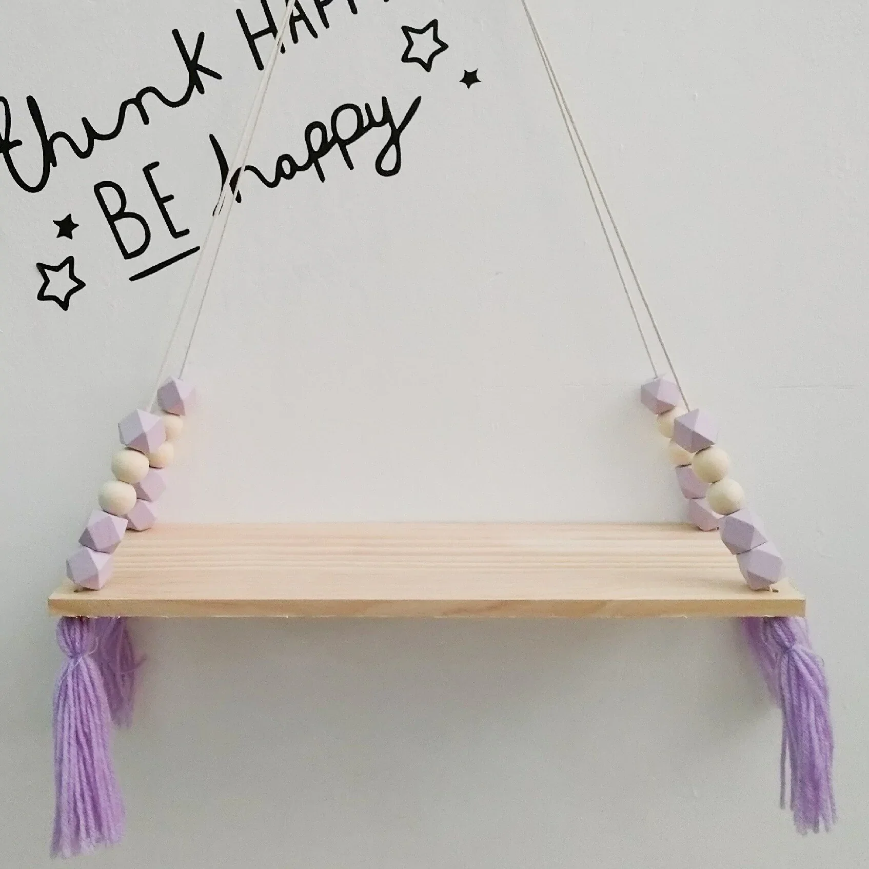 HULIANFU Nordic Nursery & Kids Decor Tassels Storage Shelf Rack Wall Hanging Wood Toys Model Baby Kid Room Furnish Artic Home Decoration - Deanwangkt