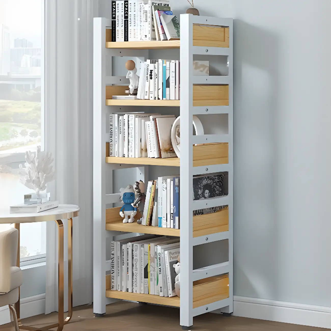 Modish Multi-Layer Open Back Wooden Tall Bookshelves
