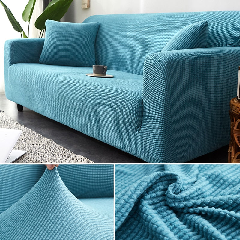 HULIANFU Living Room Elastic Sofa Cover Thick Polar Fleece 1/2/3/4 Seat Sofa Cover L Shape Corner Sofa Armchair Sofa Cover Dustproof - Deanwangkt