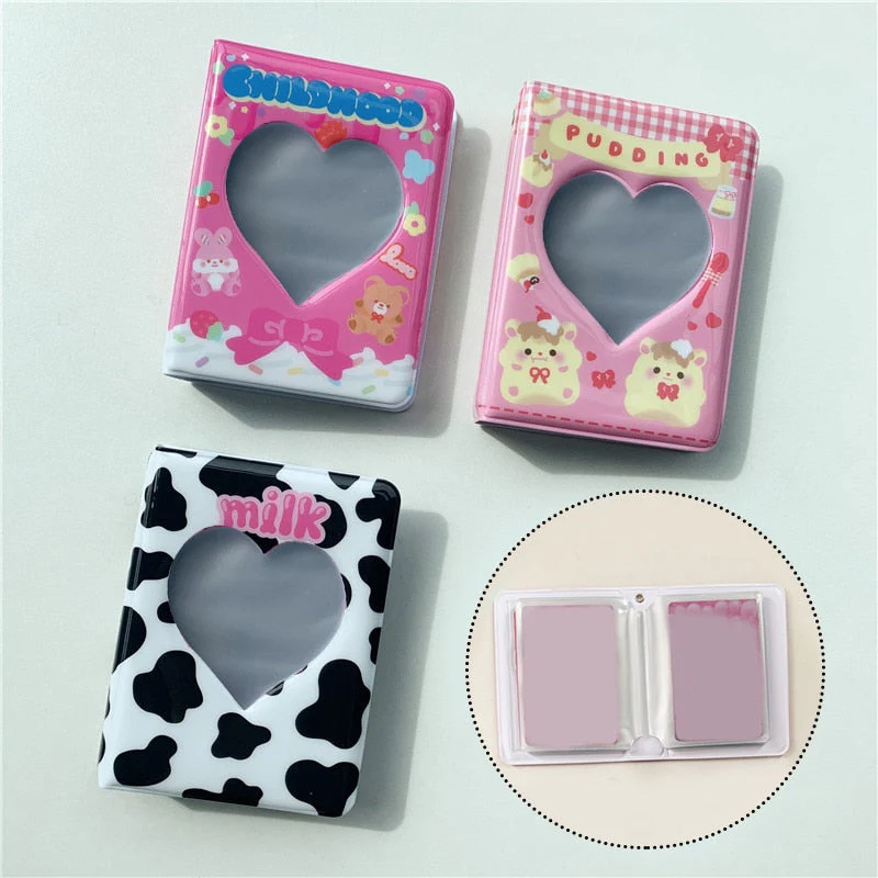 HULIANFU Kawaii Bear photo album 3 Inch Love Heart Hollow Kpop Card Binder Name Card Book Photo Album Card Photocard ID Holder 40 Pockets - Deanwangkt