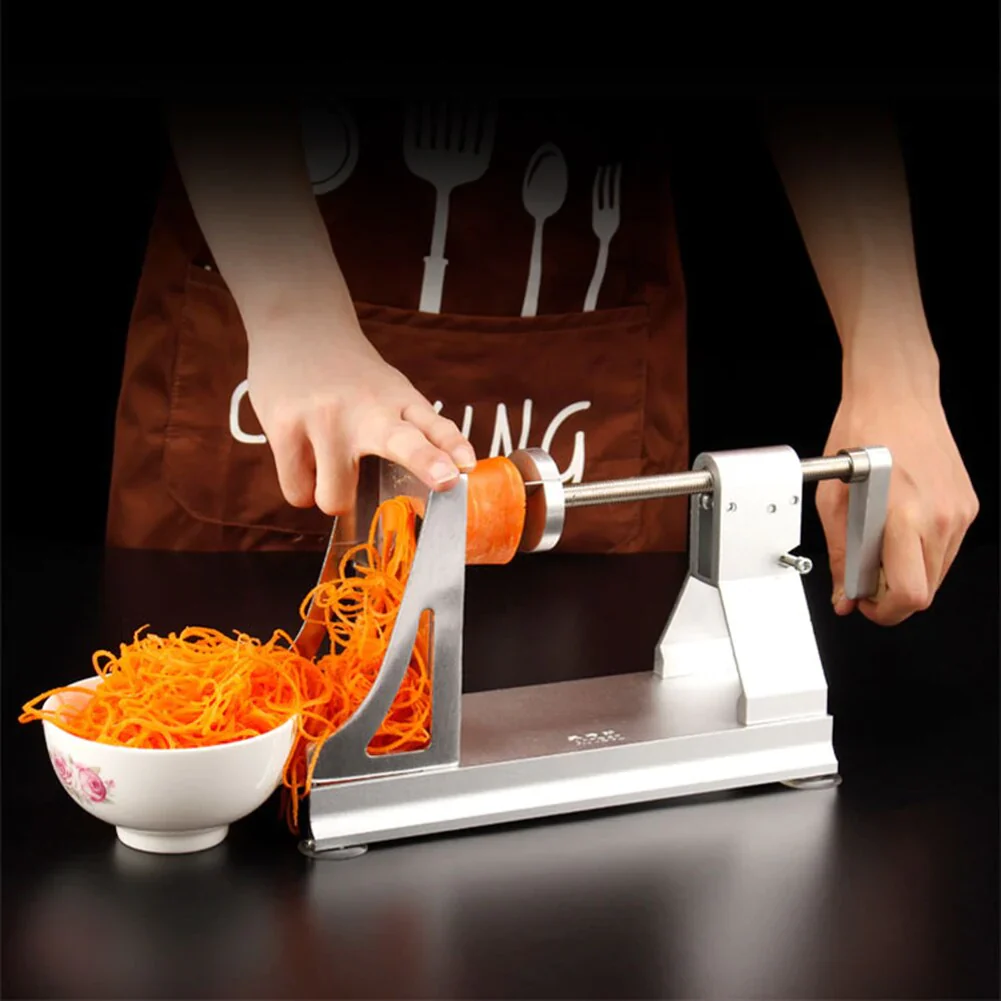 HULIANFU Multifunctional Vegetable Cutter Stainless Steel Blade Manual Food Spiral Slicer Grater Cutter Potato Carrot Grater Kitchen Tool - Deanwangkt