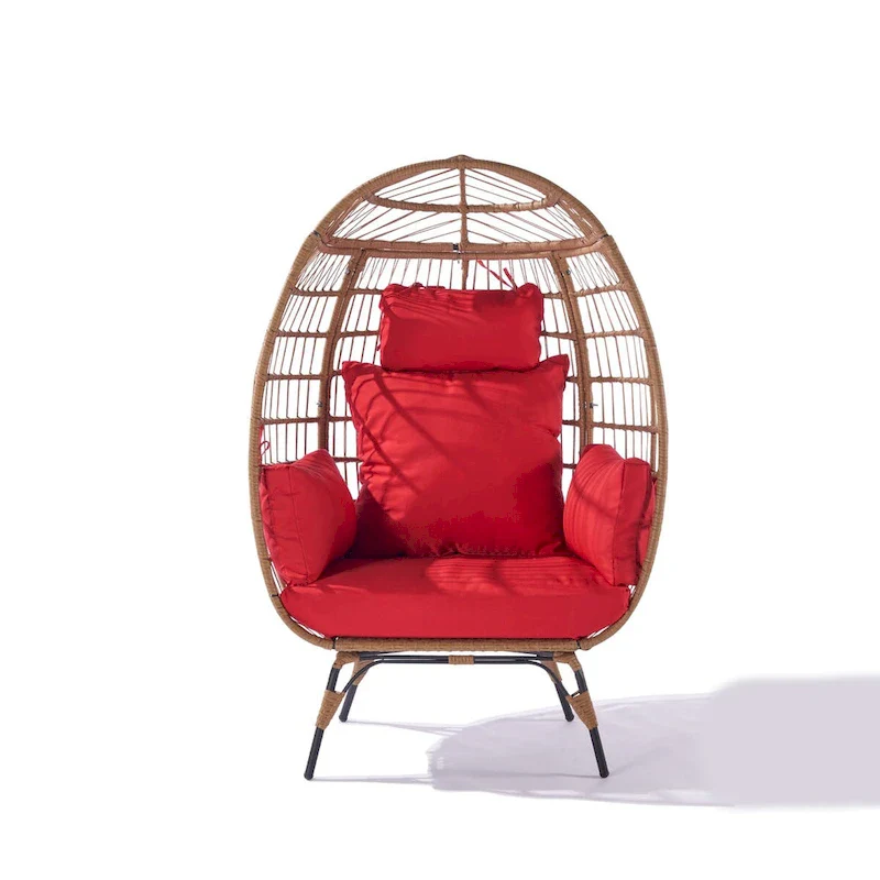 Steel Frame Wicker Egg Chair Max 440lb Capacity