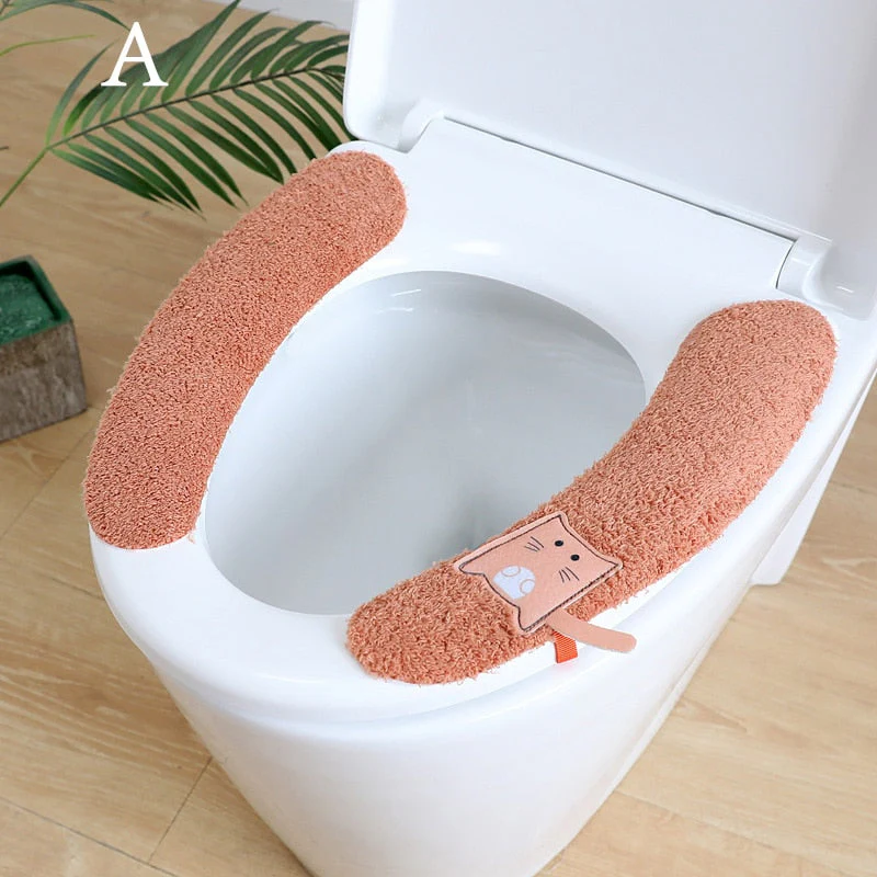 HULIANFU Universal Toilet Seat Stickers With Handles Cartoon Toilet Cushion Pad Washable Household Bathroom Lid Cover Pad Cushion Mat - Deanwangkt