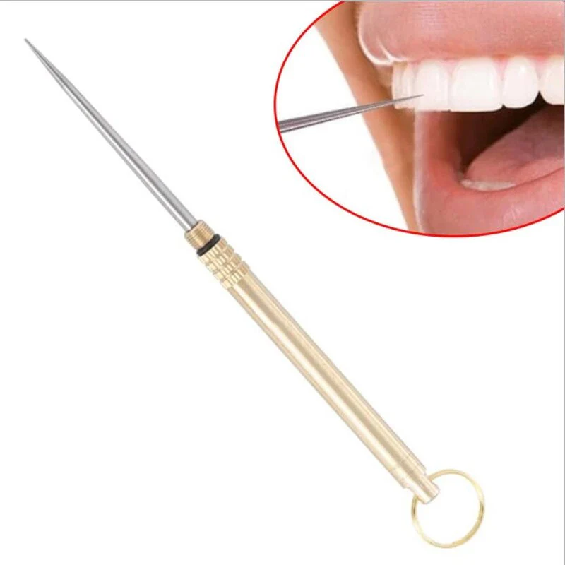 HULIANFU Titanium Outdoor Edc Portable Multifunctional Toothpick Bottle Fruit Fork Camping Tool Toothpick Tube Stronger Than Dental Floss - Deanwangkt