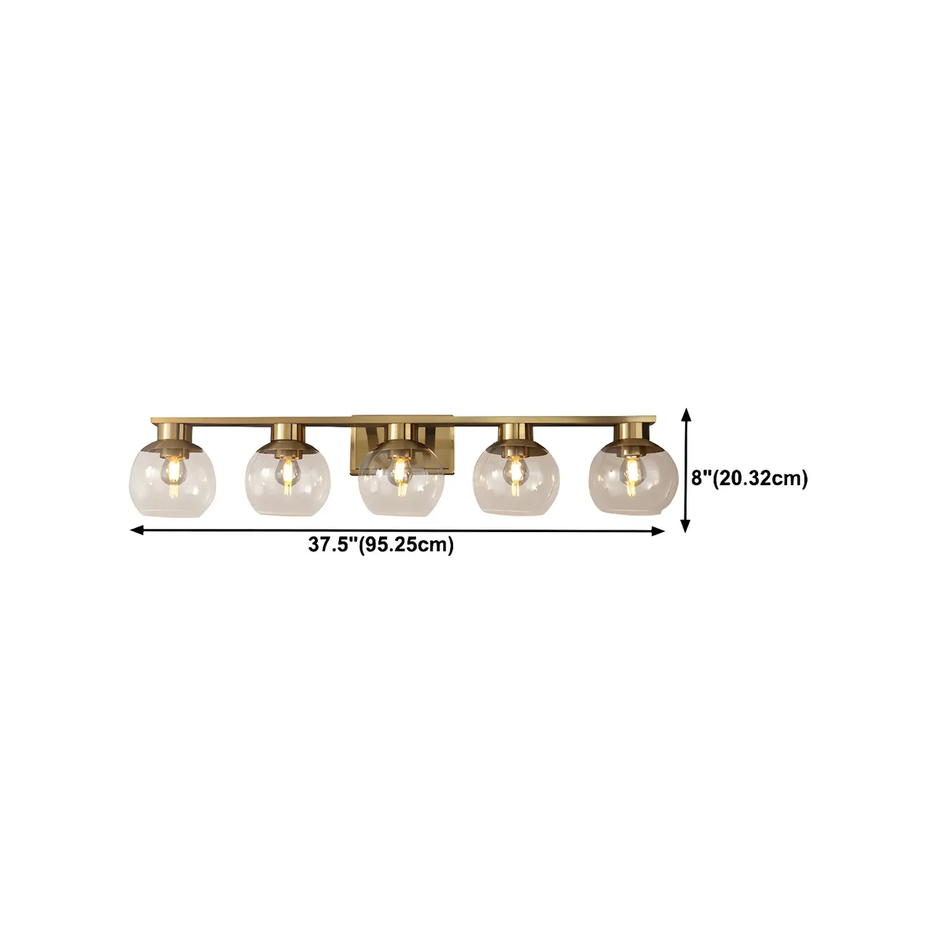 Modern Gold Clear Glass Dome Bathroom Vanity Light