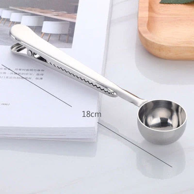 HULIANFU Two-in-one Stainless Steel Coffee Spoon Sealing Clip Kitchen Gold Accessories Recipient Cafe Expresso Cucharilla Decoration - Deanwangkt