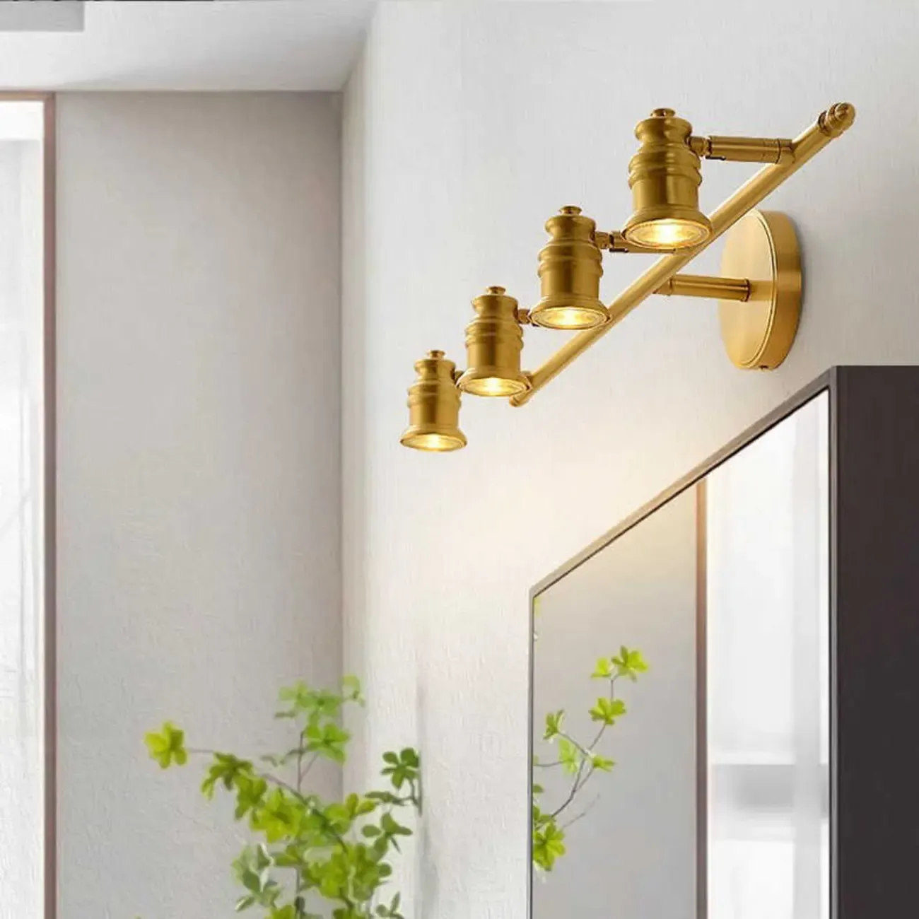 Antique Copper Gold Bath Vanity Light Fixture Hardwired