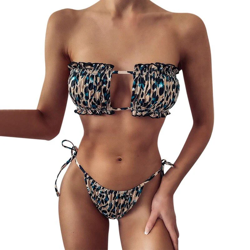 Women High Waist Bikini Sexy Swimsuit Swimwear Female Bandeau Thong Brazilian Biquini Bikini Set Bathing Suit Bather - Deanwangkt