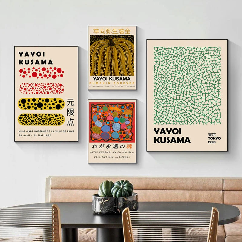 HULIANFU   Yayoi Kusama Exhibition Posters and Prints Gallery Wall Art Picture Museum Modern Canvas Painting Nordic Living Room Decoration - Deanwangkt