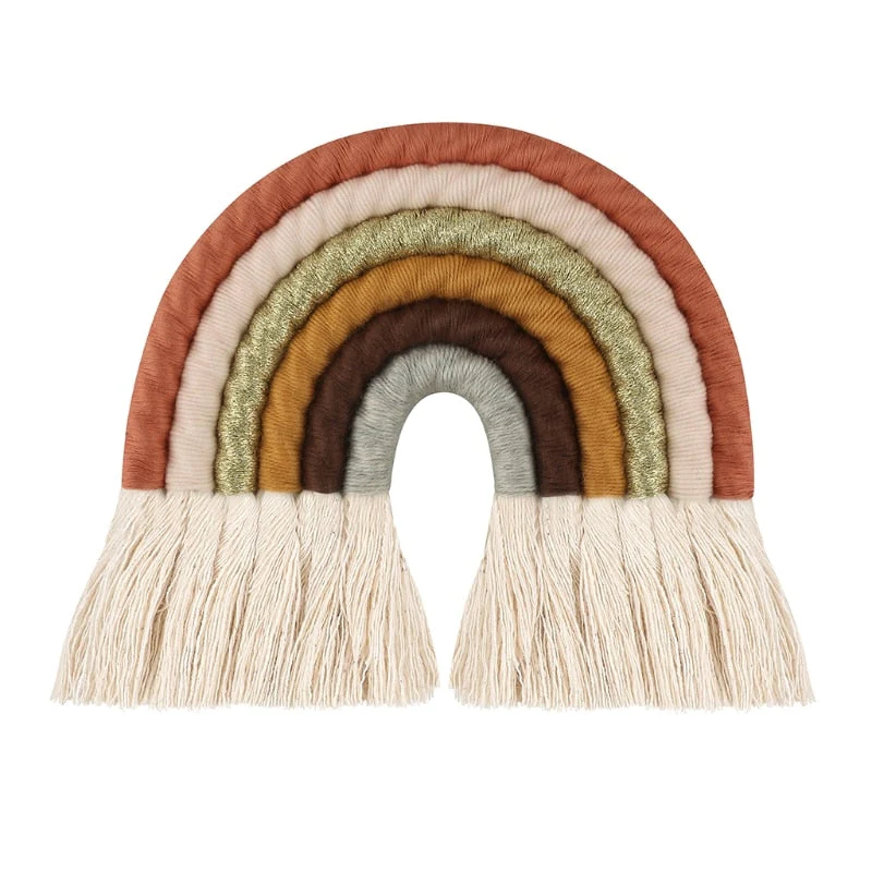 HULIANFU Lines Macrame Rainbow Hanging Ornament DIY Rope Handmade Woven Wall Decor Baby Girls Room Decor Home Nursery Decor - Deanwangkt