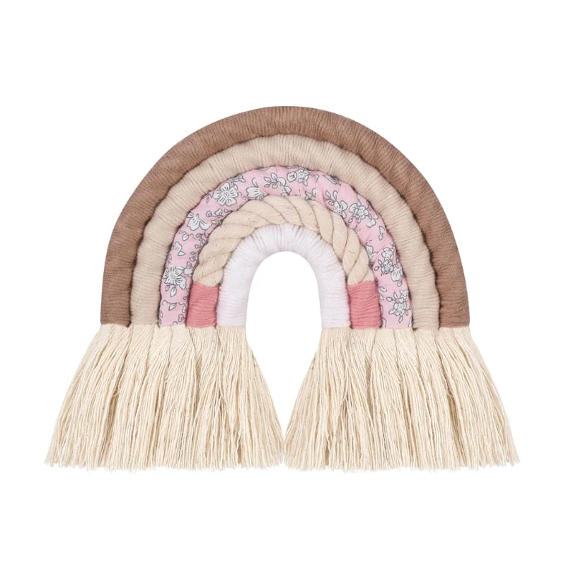 HULIANFU Lines Macrame Rainbow Hanging Ornament DIY Rope Handmade Woven Wall Decor Baby Girls Room Decor Home Nursery Decor - Deanwangkt