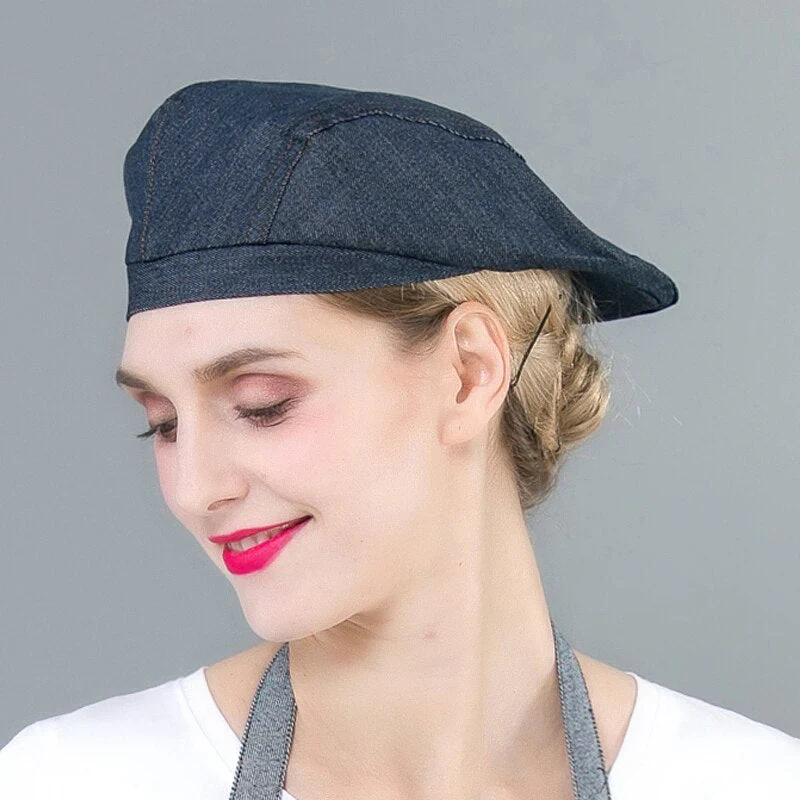HULIANFU Long Apron Denim Restaurant Hotel Waist Chef Apron Bar Pub Kitchen Waiter Waitress Cook Apron Universal Cooking Hat Caps 56-58cm - Deanwangkt