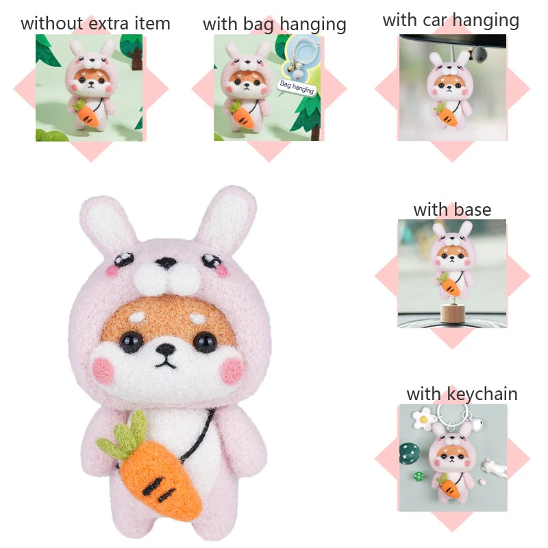 HULIANFU LMDZ Fashion Lovely Wool Felting Fabric Materials Handcraft Needle Felting Kit Doll Twelve zodiac for Needle Material Bag Pack - Deanwangkt