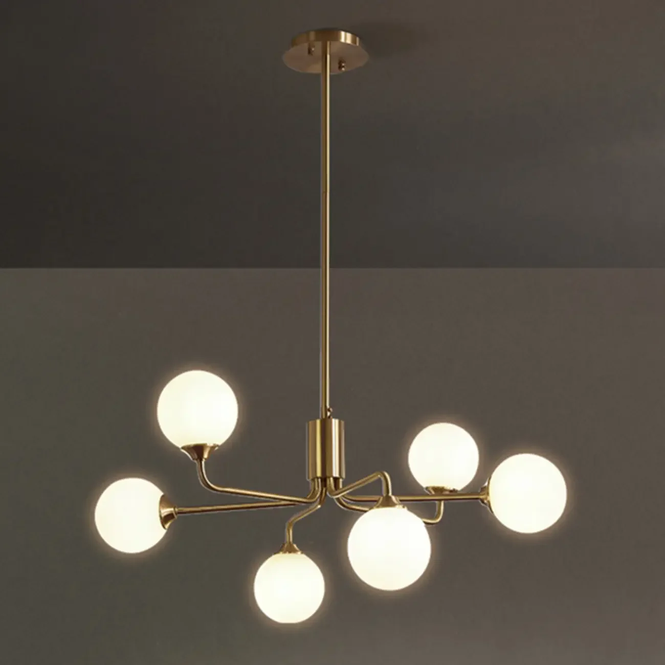 Adjustable Brass Modern Globe Glass Sputnik Chandelier