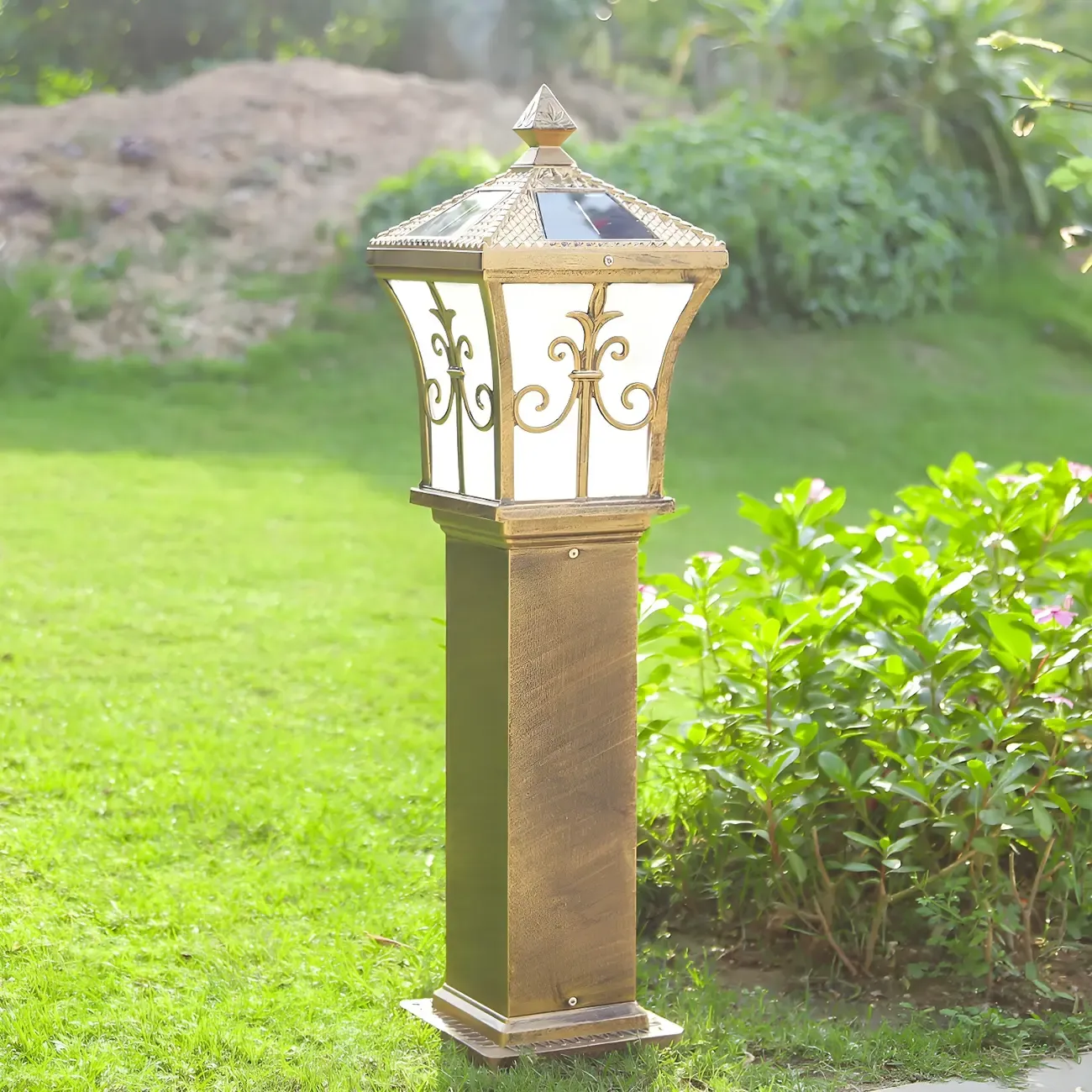 LED Rustic Metal Gold Bollard Lighting for Courtyard Path