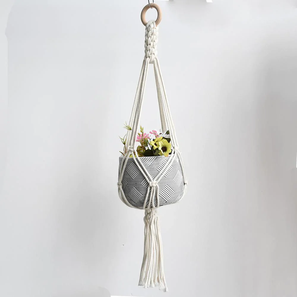 HULIANFU New arrival good quality handmade macrame plant hanger, pot holder  pot hanging  pot tray for garden for home - Deanwangkt