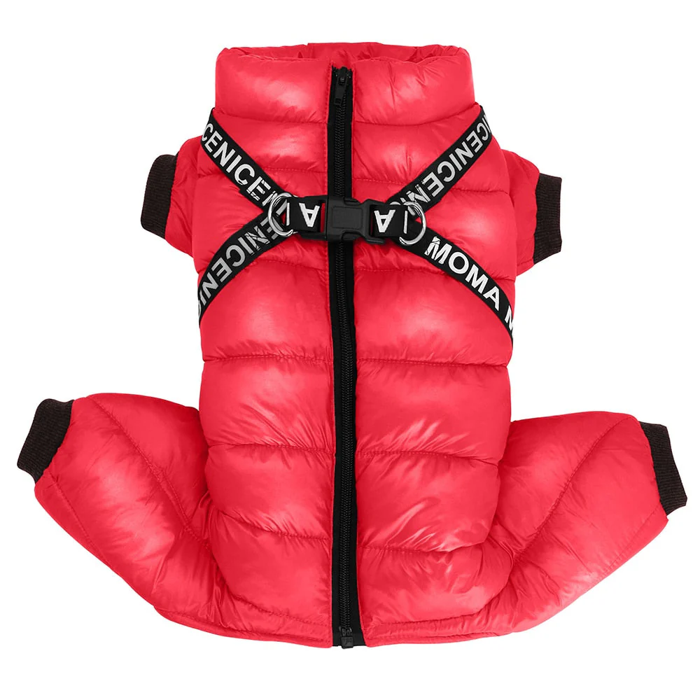 HULIANFU Winter Dog Clothes Super Warm Pet Dog Jacket Coat With Harness Waterproof Puppy Clothing Hoodies For Small Medium Dogs Outfit - Deanwangkt