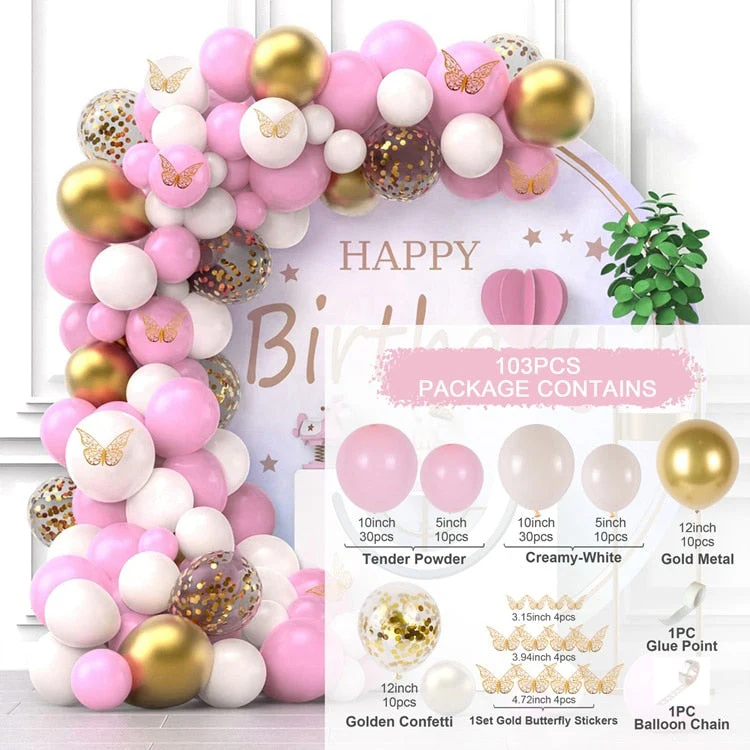 HULIANFU Macaron Pink Balloon Garland Arch Kit Wedding Birthday Party Decoration Kids Globos Rose Gold Confetti Latex Ballon Baby Shower - Deanwangkt
